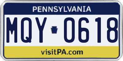 PA license plate MQY0618