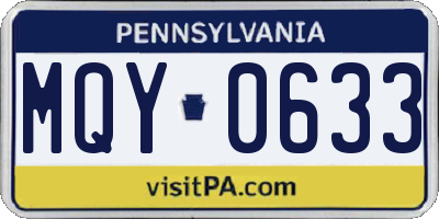 PA license plate MQY0633