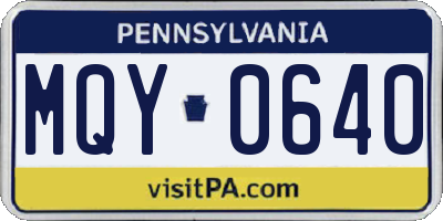 PA license plate MQY0640