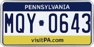 PA license plate MQY0643