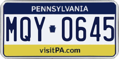 PA license plate MQY0645