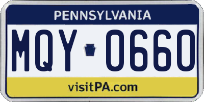 PA license plate MQY0660