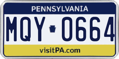 PA license plate MQY0664
