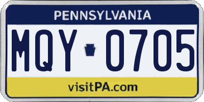 PA license plate MQY0705