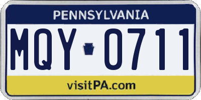 PA license plate MQY0711
