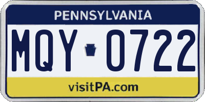PA license plate MQY0722