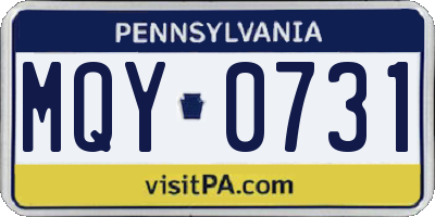 PA license plate MQY0731
