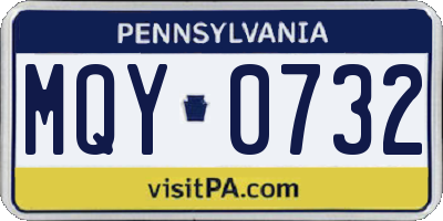 PA license plate MQY0732