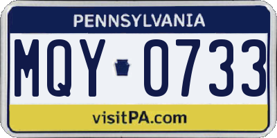 PA license plate MQY0733