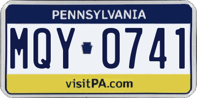 PA license plate MQY0741