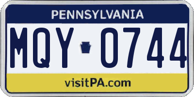 PA license plate MQY0744