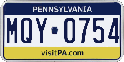 PA license plate MQY0754
