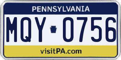 PA license plate MQY0756