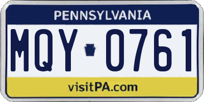 PA license plate MQY0761