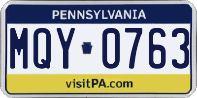 PA license plate MQY0763