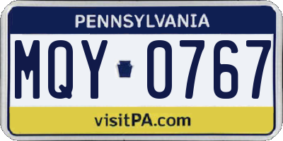 PA license plate MQY0767