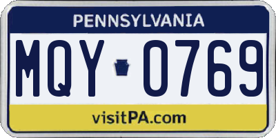 PA license plate MQY0769