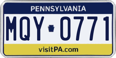 PA license plate MQY0771