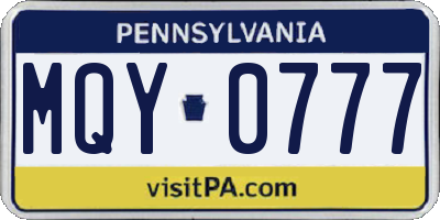 PA license plate MQY0777