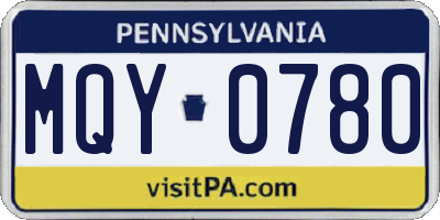 PA license plate MQY0780