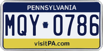 PA license plate MQY0786