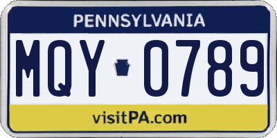 PA license plate MQY0789