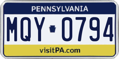 PA license plate MQY0794