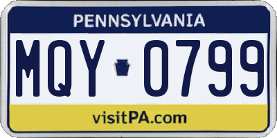 PA license plate MQY0799