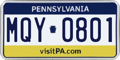 PA license plate MQY0801