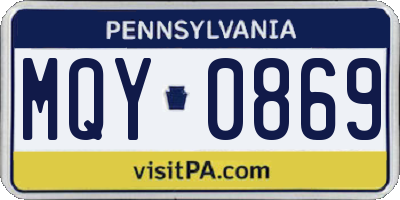 PA license plate MQY0869