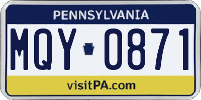 PA license plate MQY0871