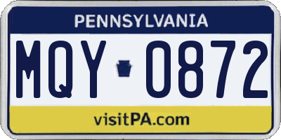 PA license plate MQY0872