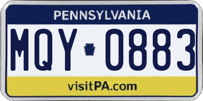 PA license plate MQY0883