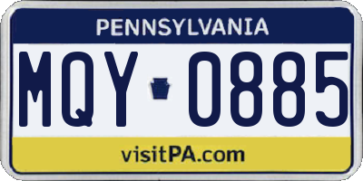 PA license plate MQY0885