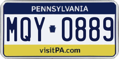 PA license plate MQY0889