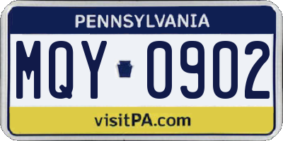 PA license plate MQY0902