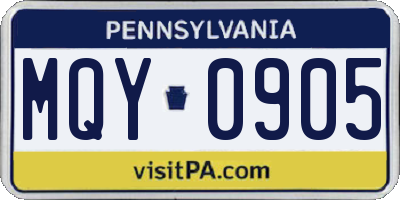 PA license plate MQY0905