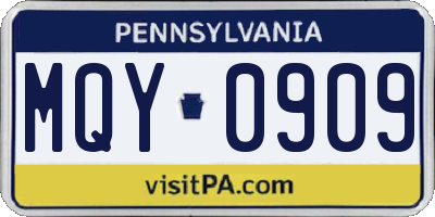 PA license plate MQY0909