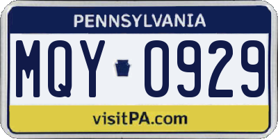PA license plate MQY0929