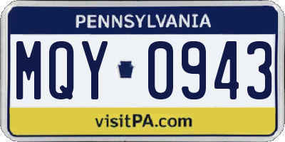 PA license plate MQY0943