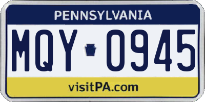 PA license plate MQY0945