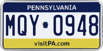 PA license plate MQY0948