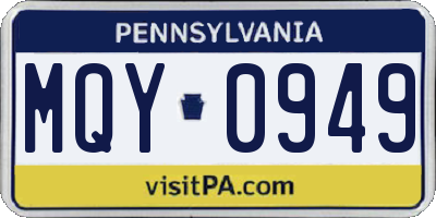 PA license plate MQY0949