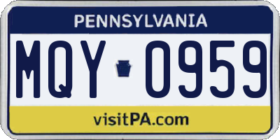 PA license plate MQY0959