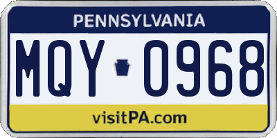 PA license plate MQY0968