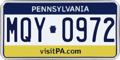 PA license plate MQY0972