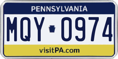 PA license plate MQY0974