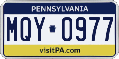 PA license plate MQY0977