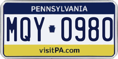 PA license plate MQY0980