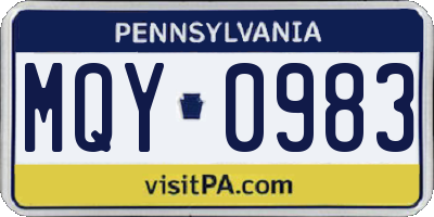 PA license plate MQY0983